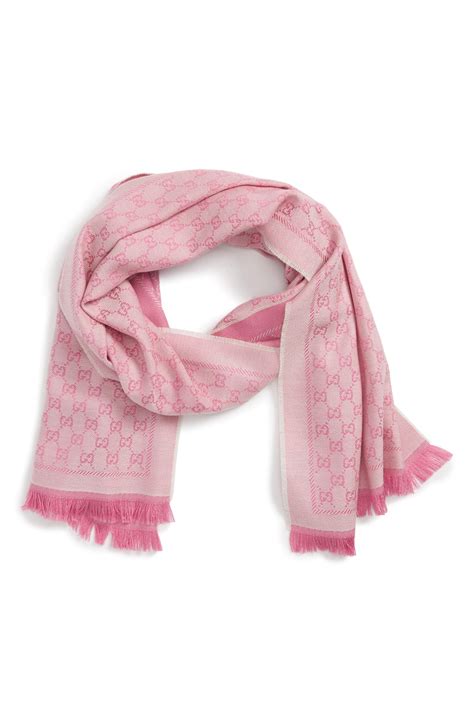 pink gg scarves gucci large|Gucci pink silk scarf.